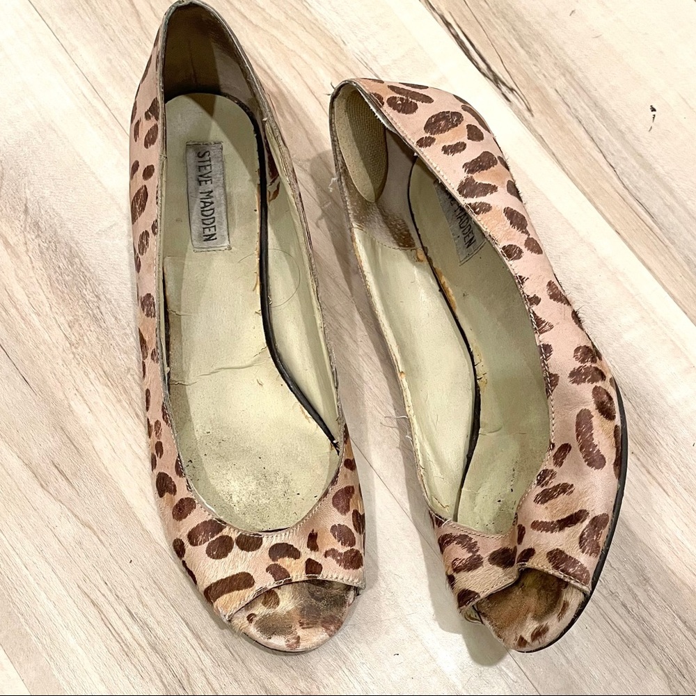 Steve Madden Calf-hair Leopard Print Wedges